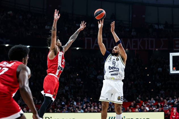 Olympiacos Piraeus v Fenerbahce Beko - Euroleague PIRAEUS, GREECE - MARCH 17: Talen Horton Tucker of Fenerbahce during the EuroLeague basketball match between Olympiacos Piraeus and Fenerbahce Beko at Peace and Friendship Stadium, in Piraeus, Greece on 17 March 2026. Andreas Papakonstantinou Anadolu Piraeus Greece. Editorial use only. Please get in touch for any other usage.  Copyright: x2026xAnadoluxAndreasxPapakonstantinoux