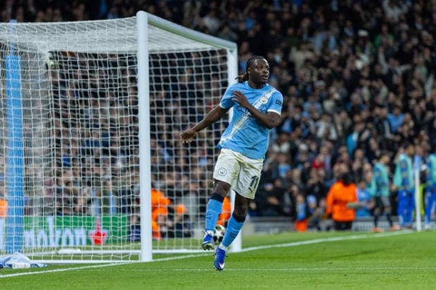 Football - UEFA Champions League - Round of 16 - 2nd Leg - Manchester City FC v Real Madrid CF MANCHESTER, ENGLAND - Tuesday, March 17, 2026: Manchester City s JÃ rÃ my Doku celebrates after scoring his side s second goal but is ruled offside during the UEFA Champions League Round of 16 2nd Leg match between Manchester City FC and Real Madrid CF at the City of Manchester Stadium. (Photo by David Rawcliffe Propaganda) MANCHESTER City of Manchester Stadium GREATER MANCHESTER ENGLAND  Copyright: xDavidxRawcliffex P2026-03-17-Man_City_Real_Madrid-81