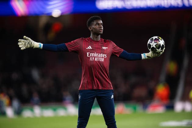 Arsenal FC v Bayer 04 Leverkusen - UEFA Champions League 2025 26 Round of 16 Second Leg Khari Ranson warms up at Emirates Stadium in London, United Kingdom, on March 17, 2026, before the Champions League Quarter Final match between Arsenal and Bayer Leverkusen. London United Kingdom  Copyright: xGiacomoxCosuax originalFilename:cosua-notitle260317_npz8B.jpg