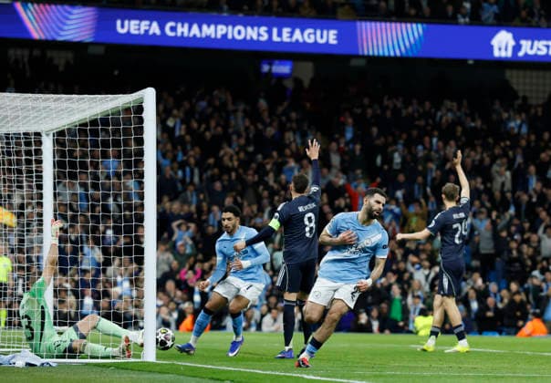 Manchester, England, 17th March 2026. Rayan Alt-Nouri of Manchester City reacts as his chance is ruled out for offside during the Manchester City vs Real Madrid UEFA Champions League round of 16 match at the Etihad Stadium, Manchester. Picture credit should read: Cody Froggatt Sportimage EDITORIAL USE ONLY. No use with unauthorised audio, video, data, fixture lists, club league logos or live services. Online in-match use limited to 120 images, no video emulation. No use in betting, games or single club league player publications. SPI_050_CF_ManCity_Madrid SPI-4612-0108