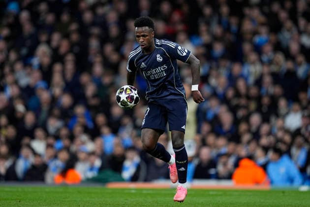 March 17, 2026, Manchester, Manchester, England: Vinicius Junior of Real Madrid CF in action during the UEFA Champions League 2025 26 Round of 16 Second Leg match between Manchester City and Real Madrid C.F. at Etihad Stadium on March 17, 2026, in Manchester, England. Manchester England - ZUMAa181 20260317_zaa_a181_226 Copyright: xDennisxAgyemanx