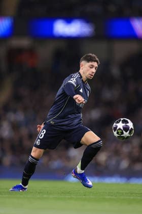 Fußball UEFA Champions League Achtelfinale Manchester City gegen Real Madrid 17. März 2026 UEFA Champions League Achtelfinale Manchester City gegen Real Madrid Federico Valverde von Real Madrid Foto Simon Stacpoole Abseits Manchester UK  Copyright: xSimonxStacpoolexOffside