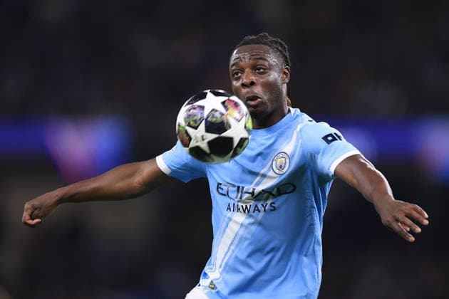 Fußball UEFA Champions League Achtelfinale Manchester City gegen Real Madrid 17. März 2026 UEFA Champions League Achtelfinale Manchester City gegen Real Madrid Jeremy Doku von Manchester City Foto Simon Stacpoole Abseits Manchester UK  Copyright: xSimonxStacpoolexOffside