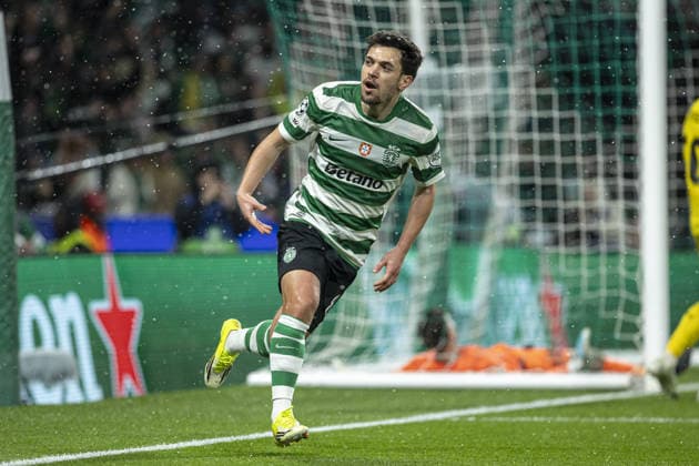 Pedro Gonçalves 8 of Sporting CP celebrates after scoring team s second goal during the UEFA Champions League match between Sporting CP vs FK Bodø Glimt at Estadio Jose Alvalade on March 17th,2026 (Photo by Joao Bravo Sports Press Photo)  Copyright: xJoaoxBravo SportsxPressxPhotox Sportspressphoto_SPR112919