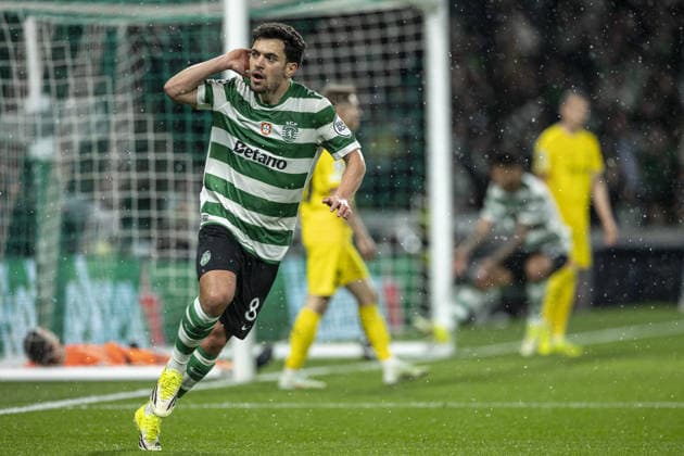 Pedro Gonçalves 8 of Sporting CP celebrates after scoring team s second goal during the UEFA Champions League match between Sporting CP vs FK Bodø Glimt at Estadio Jose Alvalade on March 17th,2026 (Photo by Joao Bravo Sports Press Photo)  Copyright: xJoaoxBravo SportsxPressxPhotox Sportspressphoto_SPR112922