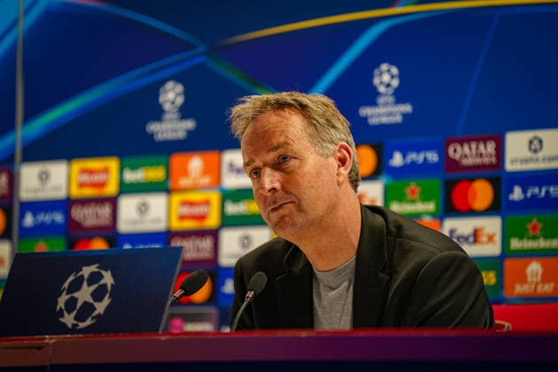 England Football UEFA Champions League 2025 2026, Round of 16 second leg FC Arsenal London vs Bayer 04 Leverkusen Emirates Stadium London Kasper Hjulmand Coach, Bayer 04 Leverkusen Press Conference, Media Copyright: xJOERANxSTEINSIEKx