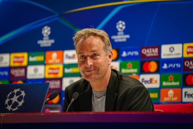 England Football UEFA Champions League 2025 2026, Round of 16 second leg FC Arsenal London vs Bayer 04 Leverkusen Emirates Stadium London Kasper Hjulmand Coach, Bayer 04 Leverkusen Press Conference, Media Copyright: xJOERANxSTEINSIEKx