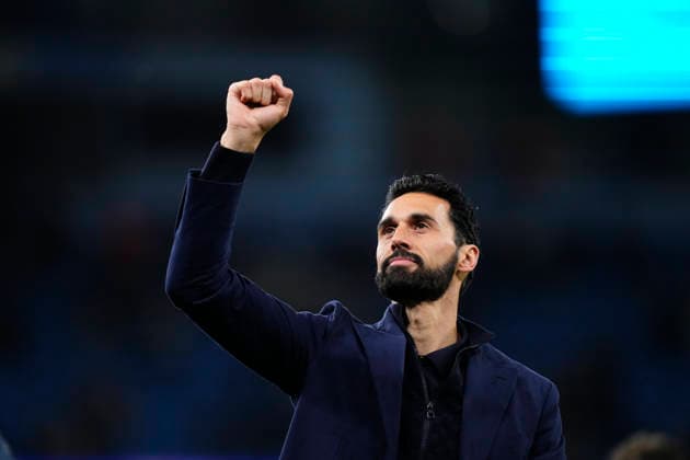 Manchester City FC v Real Madrid CF - UEFA Champions League 2025 26 Round of 16 Second Leg Alvaro Arbeloa head coach of Real Madrid celebrates the victory after winning the UEFA Champions League 2025 26 Round of 16 Second Leg match between Manchester City FC and Real Madrid CF at City of Manchester Stadium on March 17, 2026 in Manchester, United Kingdom. Manchester England United Kingdom  Copyright: xJosexBretonx originalFilename:bretonhernandez-manchest260317_npIIw.jpg