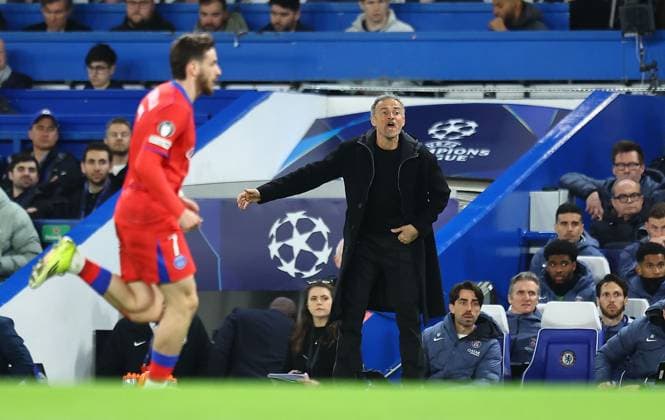 Luis Enrique manager of Paris Saint-Germain Chelsea v Paris Saint-Germain, UEFA Champions League, Round of 16, Second Leg, Football, Stamford Bridge, London, UK - 17 Mar 2026London Stamford Bridge United Kingdom EDITORIAL USE ONLY No use with unauthorised audio, video, data, fixture lists, club league logos or live services. Online in-match use limited to 120 images, no video emulation. No use in betting, games or single club league player publications.  Copyright: xShutterstockx 16776722cy