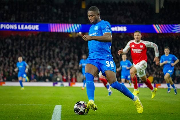 England Football UEFA Champions League 2025 2026, Round of 16 second leg FC Arsenal London vs Bayer 04 Leverkusen Emirates Stadium London Christian Kofane Bayer 04 Leverkusen, 35 Copyright: xJOERANxSTEINSIEKx