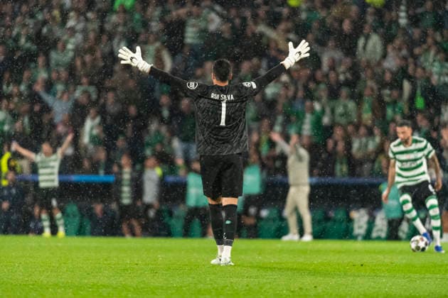 17th March 2026; Estadio Jose Alvalade, Lisbon, Portugal, UEFA Champions League Football, Sporting Lisbon versus Bodo Glimt; Rui Silva goalkeeper of Sporting celebrates the third goal of Sporting  JosexSalgueiro Content restricted for UK based newspaper