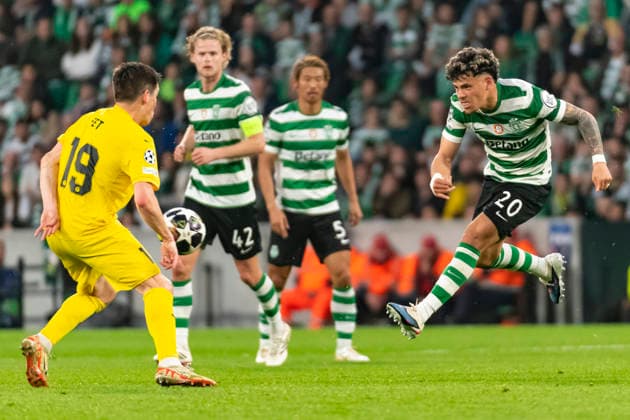 17th March 2026; Estadio Jose Alvalade, Lisbon, Portugal, UEFA Champions League Football, Sporting Lisbon versus Bodo Glimt; Maxi Araujo of Sporting passes the ball  JosexSalgueiro Content restricted for UK based newspaper