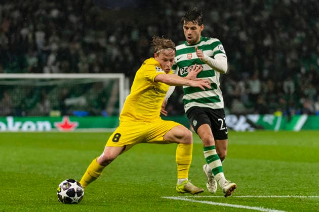 17th March 2026; Estadio Jose Alvalade, Lisbon, Portugal, UEFA Champions League Football, Sporting Lisbon versus Bodo Glimt; Sondre Auklend of Bodo Glimt is tackled by Daniel Braganca of Sporting  JosexSalgueiro Content restricted for UK based newspaper