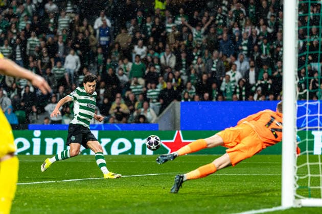 Uefa Champions League 2025 26 Sporting CP FK Bodø Glimt Pedro Gonçalves of Sporting shoots to goal during the UEFA Champions League 2025 26 League Round of 16, 2nd Leg match between Sporting CP and FK Bodø Glimt on Tuesday 17 March 2026 in Lisbon, Portugal Copyright: HMBxMedia CarlosxSilva