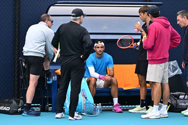 Itau Miami Open Lorenzo Musetti (ITA) during practice at the Tau Miami Open in Miami , USA, on March 17, 2026. Photo by Corinne Dubreuil ABACAPRESS.COM Miami United States  Copyright: xDubreuilxCorinne ABACAx