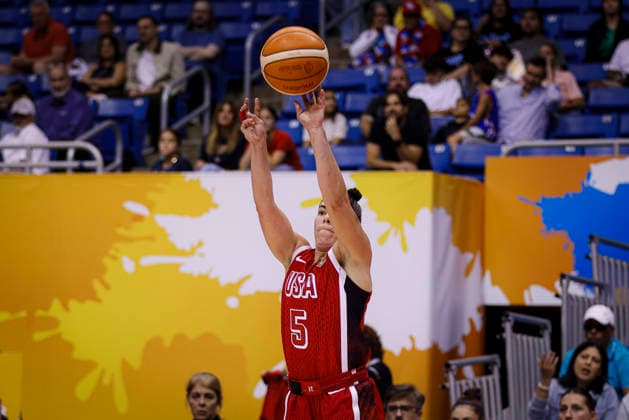 2026 World Cup Qualifying Tournament - USA V Spain Kelsey Plum 5 of the United States plays during the game at the 2026 FIBA World Cup Qualifying Tournament between the United States and Spain in San Juan, Puerto Rico, on March 17, 2026, at Coliseo Jose Miguel Agrelot. San Juan Puerto Rico  Copyright: xEdgardoxMedinax originalFilename:medinamillan-notitle260317_np93s.jpg