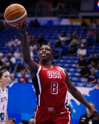 2026 World Cup Qualifying Tournament - USA V Spain Chelsea Gray 8 of the United States plays during the game at the 2026 FIBA World Cup Qualifying Tournament between the United States and Spain in San Juan, Puerto Rico, on March 17, 2026, at Coliseo Jose Miguel Agrelot. San Juan Puerto Rico  Copyright: xEdgardoxMedinax originalFilename:medinamillan-notitle260317_npYLX.jpg