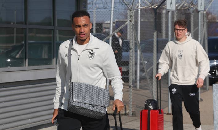 Stuttgart , Departure VfB Stuttgart for Europa League match in Porto , Jamie Leweling