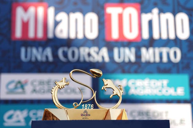 The trophy during the men s elite one-day Milano-Torino cycling race from Rho to Superga, Italy, Wednesday, March 18, 2026. - Cycling.  Copyright: xMassimoxPaolone LaPressex