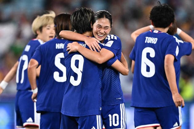 SOCCER ASIAN CUP WOMEN SOUTH KOREA JAPAN, Riko Ueki of Japan (left) celebrates with Fuka Nagano after scoring a goal during the AFC Women s Asian Cup Semi Final 2 between Korea Republic and Japan at Stadium Australia in Sydney, Wednesday, March 18, 2026. ( NO ARCHIVING, EDITORIAL USE ONLY SYDNEY NEW SOUTH WALES AUSTRALIA  Copyright: xDANxHIMBRECHTSx 20260318188720372180