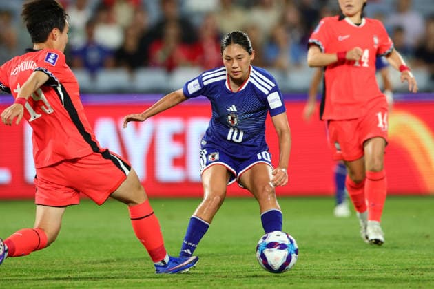 Fuka Nagano of Japan passes the ball for Riko Ueki of Japan to score a goal during the AFC Womens Asian Cup 2026 Semi Final match between Korea DPR Women and Japan Women at Stadium Australia, Sydney, Australia on 18 March 2026. Copyright: xPeterxDovganx 44680014