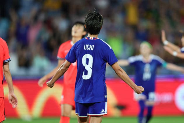 Riko Ueki of Japan celebrates scoring a goal during the AFC Womens Asian Cup 2026 Semi Final match between Korea DPR Women and Japan Women at Stadium Australia, Sydney, Australia on 18 March 2026. Copyright: xPeterxDovganx 44680016