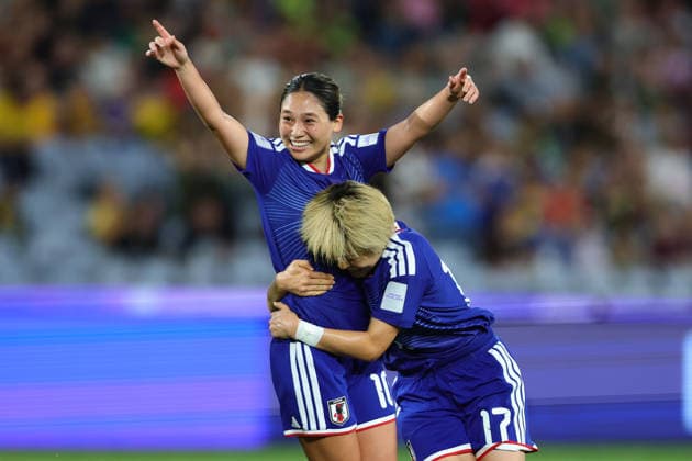 Fuka Nagano of Japan celebrates the goal scored by Riko Ueki of Japan during the AFC Womens Asian Cup 2026 Semi Final match between Korea DPR Women and Japan Women at Stadium Australia, Sydney, Australia on 18 March 2026. Copyright: xPeterxDovganx 44680018