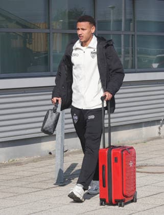 Stuttgart , Departure VfB Stuttgart for Europa League match in Porto , Luca Jaquez