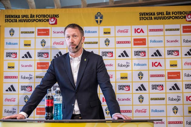260318 Head coach Graham Potter of the Swedish men s national football team during a press conference on March 18, 2026 in Stockholm Photo Johanna Säll BILDBYRAN kod JL JL0601 fotboll football soccer fotball vm kval kval fifa world cup qualifier qualifier presskonferens press conference sverige sweden sverige a bbeng  Copyright: JOHANNAxSÄLL BB260318BB338