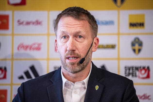 260318 Head coach Graham Potter of the Swedish men s national football team during a press conference on March 18, 2026 in Stockholm Photo Johanna Säll BILDBYRAN kod JL JL0601 fotboll football soccer fotball vm kval kval fifa world cup qualifier qualifier presskonferens press conference sverige sweden sverige a bbeng  Copyright: JOHANNAxSÄLL BB260318BB339