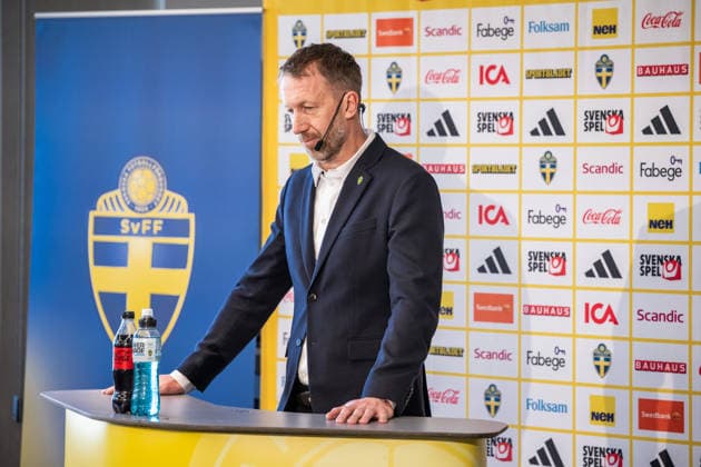 260318 Head coach Graham Potter of the Swedish men s national football team during a press conference on March 18, 2026 in Stockholm Photo Johanna Säll BILDBYRAN kod JL JL0601 fotboll football soccer fotball vm kval kval fifa world cup qualifier qualifier presskonferens press conference sverige sweden sverige a bbeng  Copyright: JOHANNAxSÄLL BB260318BB340