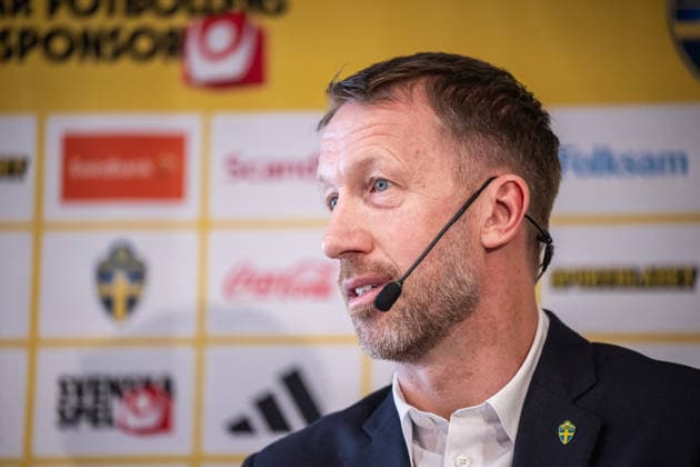 260318 Head coach Graham Potter of the Swedish men s national football team during a press conference on March 18, 2026 in Stockholm Photo Johanna Säll BILDBYRAN kod JL JL0601 fotboll football soccer fotball vm kval kval fifa world cup qualifier qualifier presskonferens press conference sverige sweden sverige a bbeng  Copyright: JOHANNAxSÄLL BB260318BB341