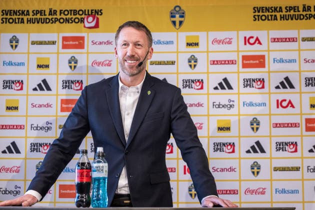 260318 Head coach Graham Potter of the Swedish men s national football team during a press conference on March 18, 2026 in Stockholm Photo Johanna Säll BILDBYRAN kod JL JL0601 fotboll football soccer fotball vm kval kval fifa world cup qualifier qualifier presskonferens press conference sverige sweden sverige a bbeng  Copyright: JOHANNAxSÄLL BB260318BB349