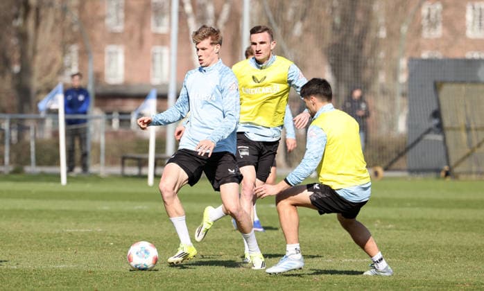Luca Schuler, Niklas Kolbe, Josip Brekalo duel match scene action sport soccer soccer season 2025 2026 2 Bundesliga men DFL 18 03 2026 Training Hertha BSC Berlin DFL regulations prohibit any use of photographs as image sequences and or quasi video