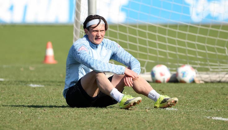 Fabian Reese exhausted Sport Soccer Football Season 2025 2026 2 Bundesliga Men DFL 18 03 2026 Training Hertha BSC Berlin DFL regulations prohibit any use of photographs as image sequences and or quasi video