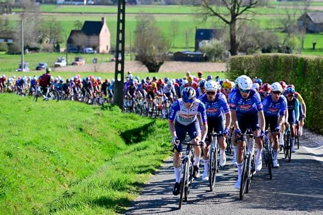 Danilith Nokere Koerse 2026 Cycling Race NOKERE, BELGIUM - MARCH 18 : rider of team Red Bull BORA - hansgrohe leading the peloton during the 79th edition of Danilith Nokere Koerse an UCI ProSeries 1.Pro one day cycling road race for Men Elite of km with start in Deinze and finish in Nokere on March 18, 2026 in Nokere, Belgium, 18 03 2026 ( Motordriver Danilith Nokere Koerse Cycling Race - Nokere Belgium  Copyright: xJanxDexMeuleneirx