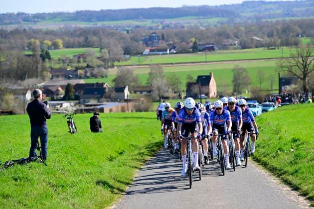 Danilith Nokere Koerse 2026 Cycling Race NOKERE, BELGIUM - MARCH 18 : riders of team Alpecin-Premier Tech leading the peloton during the 79th edition of Danilith Nokere Koerse an UCI ProSeries 1.Pro one day cycling road race for Men Elite of km with start in Deinze and finish in Nokere on March 18, 2026 in Nokere, Belgium, 18 03 2026 ( Motordriver Danilith Nokere Koerse Cycling Race - Nokere Belgium  Copyright: xJanxDexMeuleneirx