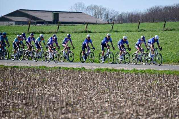Danilith Nokere Koerse 2026 Cycling Race NOKERE, BELGIUM - MARCH 18 : riders of team Alpecin-Premier Tech leading the peloton during the 79th edition of Danilith Nokere Koerse an UCI ProSeries 1.Pro one day cycling road race for Men Elite of km with start in Deinze and finish in Nokere on March 18, 2026 in Nokere, Belgium, 18 03 2026 ( Motordriver Danilith Nokere Koerse Cycling Race - Nokere Belgium  Copyright: xJanxDexMeuleneirx