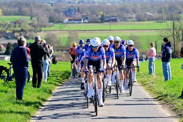 Danilith Nokere Koerse 2026 Cycling Race NOKERE, BELGIUM - MARCH 18 : riders of team Alpecin-Premier Tech leading the peloton during the 79th edition of Danilith Nokere Koerse an UCI ProSeries 1.Pro one day cycling road race for Men Elite of km with start in Deinze and finish in Nokere on March 18, 2026 in Nokere, Belgium, 18 03 2026 ( Motordriver Danilith Nokere Koerse Cycling Race - Nokere Belgium  Copyright: xJanxDexMeuleneirx