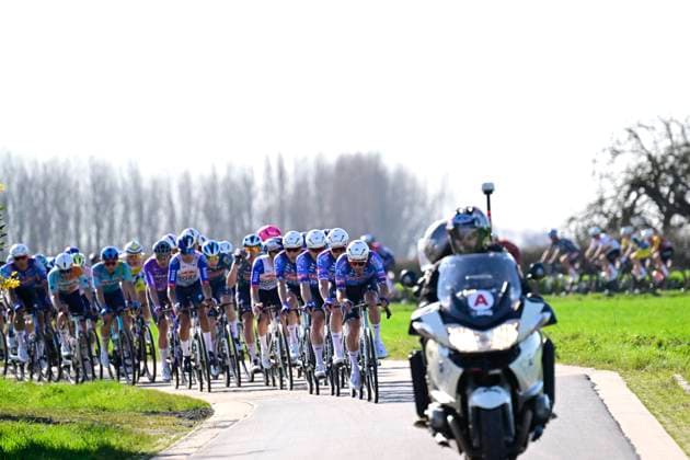 Danilith Nokere Koerse 2026 Cycling Race NOKERE, BELGIUM - MARCH 18 : illustration picture peloton during the 79th edition of Danilith Nokere Koerse an UCI ProSeries 1.Pro one day cycling road race for Men Elite of km with start in Deinze and finish in Nokere on March 18, 2026 in Nokere, Belgium, 18 03 2026 ( Motordriver Danilith Nokere Koerse Cycling Race - Nokere Belgium  Copyright: xJanxDexMeuleneirx
