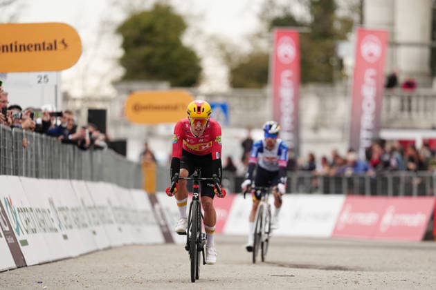 Johannessen Tobias Halland of Uno-x Mobility second place and RogliÄ PrimoÅ¾ of Red Bull - Bora - Hansgrohe third place on the finish line during the men s elite one-day Milano-Torino cycling race from Rho to Superga, Italy, Wednesday, March 18, 2026. - Cycling.  Copyright: xMassimoxPaolone LaPressex