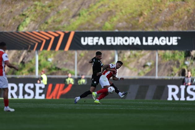 March 18, 2026, Braga, Braga, Portugal: Braga, Portugal - March 18, 2026 - Rodrigo Zalazar of Sc Braga in action during the UEFA Europa League match between SC Braga and Ferencvaros at Estadio Municipal de Braga Uefa Europa League SC Braga X Ferencvaros  - ZUMAe141 20260318_zsp_e141_022 Copyright: xLuisxEirasx