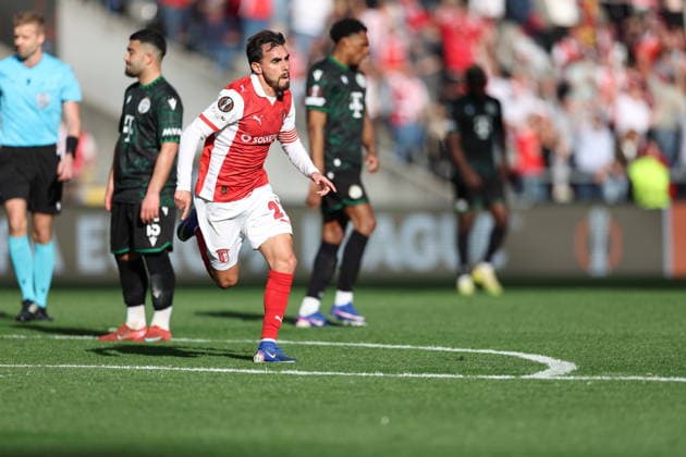 SC Braga V Ferencvaros - UEFA Europa League Ricardo Horta of SC Braga celebrates a goal during the UEFA Europa League match between SC Braga and Ferencvaros at Estadio Municipal de Braga in Braga, Portugal, on March 18, 2026. Braga Portugal  Copyright: xLuisxEirasx originalFilename:eiras-uefaeuro260318_np9C9.jpg