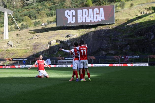 March 18, 2026, Braga, Braga, Portugal: Braga, Portugal - March 18, 2026 - Ricardo Horta of Sc Braga celebrates goal during the UEFA Europa League match between SC Braga and Ferencvaros at Estadio Municipal de Braga Uefa Europa League SC Braga X Ferencvaros  - ZUMAe141 20260318_zsp_e141_056 Copyright: xLuisxEirasx