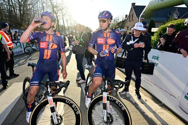 Danilith Nokere Koerse 2026 Cycling Race NOKERE, BELGIUM - MARCH 18 : riders of team Team Picnic PostNL during the 79th edition of Danilith Nokere Koerse an UCI ProSeries 1.Pro one day cycling road race for Men Elite of km with start in Deinze and finish in Nokere on March 18, 2026 in Nokere, Belgium, 18 03 2026 ( Motordriver Danilith Nokere Koerse Cycling Race - Nokere Belgium  Copyright: xJanxDexMeuleneirx