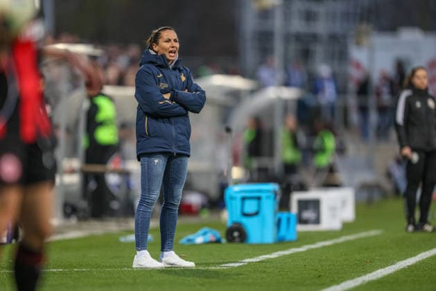 GER, Frankfurt, Eintracht Frankfurt vs TSG Hoffenheim, Google Pixel Bundesliga, Football, DFB, Season 2025 2026, Stadion am Brentanobad, 15 Matchday in picture Eva Maria Virsinger Head Coach TSG Hoffenheim DFB DFL REGULATIONS PROHIBIT ANY USE OF PHOTOGRAPHS AS IMAGE SEQUENCES AND OR QUASI VIDEO, 18 03 2026 Copyright: HMBxMedia HendrikxHamelau