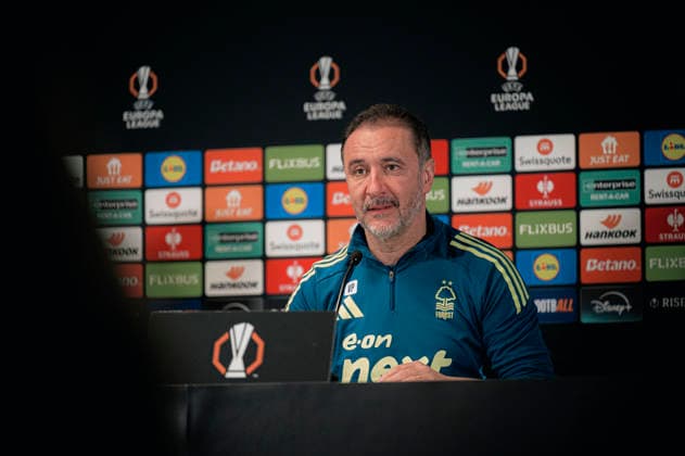 Nottingham Forest press conference, PK, Pressekonferenz - UEFA Europa League Herning, Denmark - March 18: Head coach Vitor Pereira and Ola Aina of Nottingham Forest during a press conference ahead of their match against FC Midtjylland in UEFA Europa League at MCH Arena Herning MCH Arena Denmark Copyright: xDANIELxSTENTZx