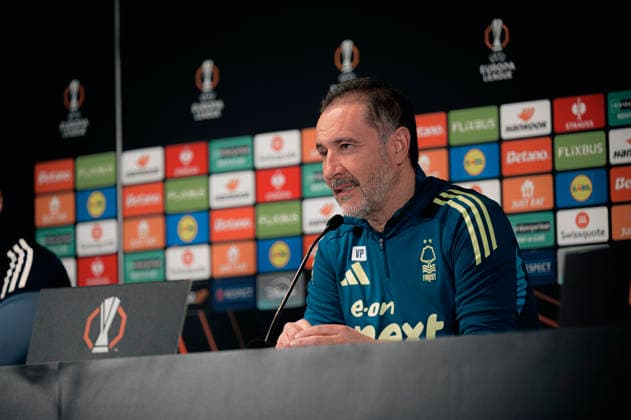 Nottingham Forest press conference, PK, Pressekonferenz - UEFA Europa League Herning, Denmark - March 18: Head coach Vitor Pereira and Ola Aina of Nottingham Forest during a press conference ahead of their match against FC Midtjylland in UEFA Europa League at MCH Arena Herning MCH Arena Denmark Copyright: xDANIELxSTENTZx