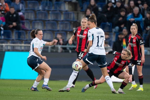FRANKFURT, GERMANY - MARCH 18: during the Google Pixel Frauen-Bundesliga between Eintracht Frankfurt and TSG Hoffenheim at Stadion am Brentanobad on March 18, 2026 in Frankfurt, Germany. (Photo by Qianru Zhang Press Photo) Copyright: xQianruxZhang SPPx Sportspressphoto_SPR113056