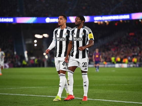 FC Barcelona, Barca v Newcastle United, UEFA Champions League, Football, Camp Nou, Barcelona, SP - 18 Mar 2026 Anthony Elanga of Newcastle United celebrates scoring his teams first goal making the score 1-1. Barcelona Camp Nou Barcelona SP, UK NEWSPAPERS OUT Copyright: xMarkxEnfieldx